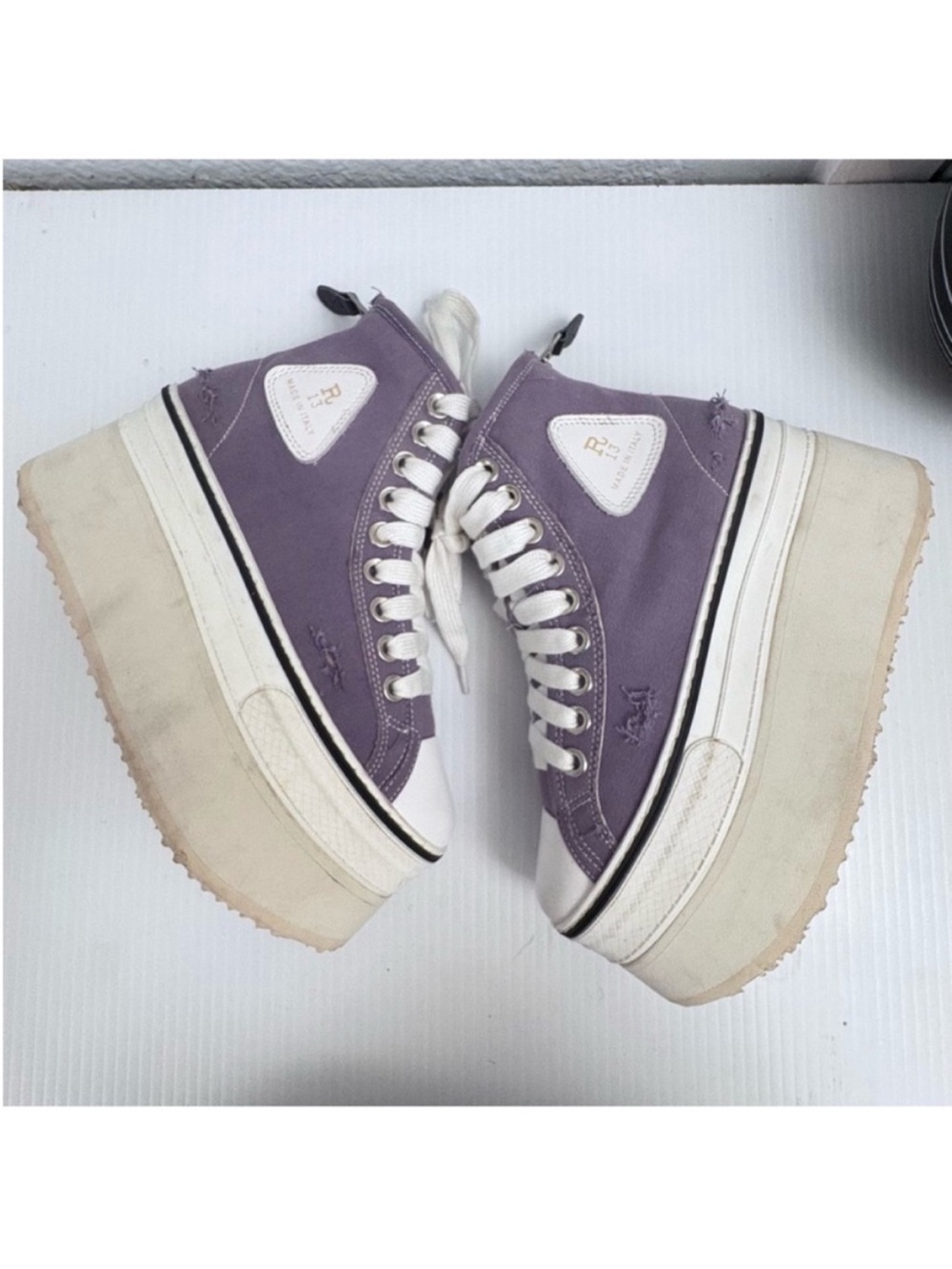 R13 Purple Platform High-Top Sneakers - Women's Casual Fashion Size 34 US 4